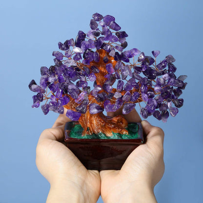 MANIFO Amethyst Crystal Tree, Reiki Healing Gemstone Money Tree Feng Shui Crystals Home Office Luck Decoration
