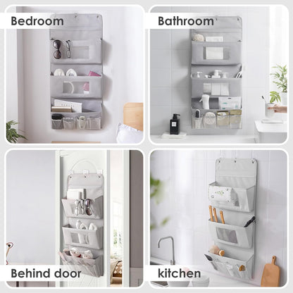 Wall Hanging Organizer Canvas with Pockets, Waterproof Oxford Cloth Storage Bag for Kitchen, Bedroom, Bathroom, Office