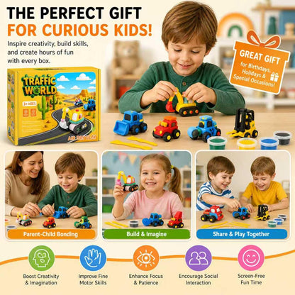 Air Dry Clay Kit for Kids – 12 Pack Construction Vehicles Modeling Clay Set, DIY Art Crafts with Sculpting Tools & Tutorials, Ultra Light Soft Magic Clay Car, Birthday Party Favors for Boys Girls