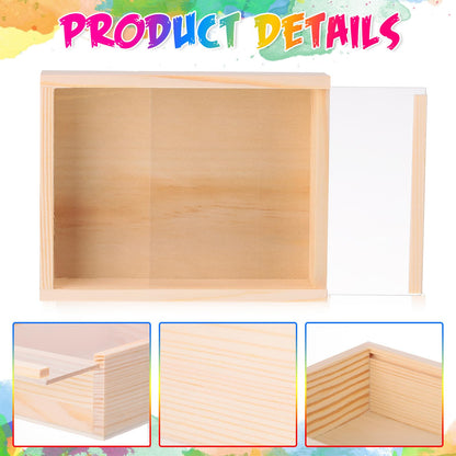 Thyle 12 Pcs 4.9 x 6.3 Inch Unfinished Wood Boxes with Acrylic Lids Small Unfinished Shadow Wood Boxes Crafts Gift for Flower DIY Wedding Party Favor Supplies