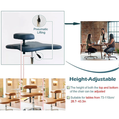 JLXJYS Kneeling Chair Faux Leather Kneeling Office Chair Height-Adjustable, Ergonomic Kneeling Chair Rolling ADHD Desk Chairs for Adults, Meditation Seat Stool