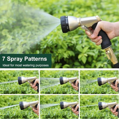 FANHAO Heavy Duty Metal Garden Hose Nozzle - 7 Spray Patterns & Ergonomic Handle for Efficient Watering