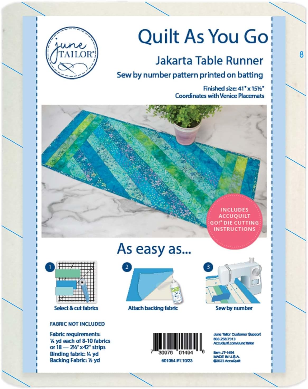June Tailor Quilt As You Go Table Runner - Natural Jakarta Design