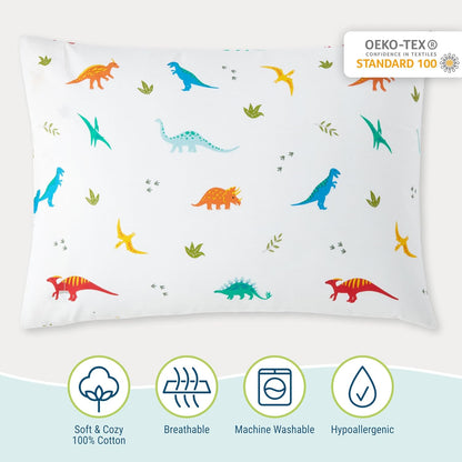 Wildkin 100% Cotton Kids Pillowcase – Jurassic Dinosaurs, Soft & Breathable Standard Size (20x30)
