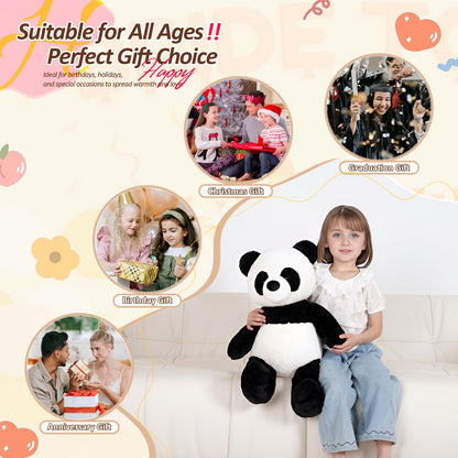 FFxiong 24" Giant Panda Bear Stuffed Animal Plush Toy Cute Soft Body Panda Pillow Kawaii Big Doll, Gift for Kids Boy Girl Birthday Valentines Christmas