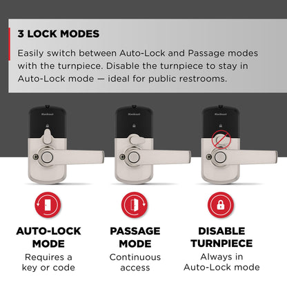 Kwikset SmartCode 955 Light Commercial 10-Button Keypad Satin Nickel Electronic Kingston Lever, Featuring Convenient Keyless Entry, 3-Year Battery Life and High Traffic Durability