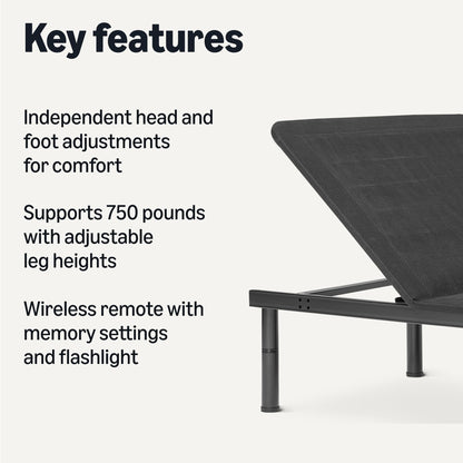 Amazon Basics Adjustable Metal Platform Bed Base with Wireless Remote Control, Twin XL Size