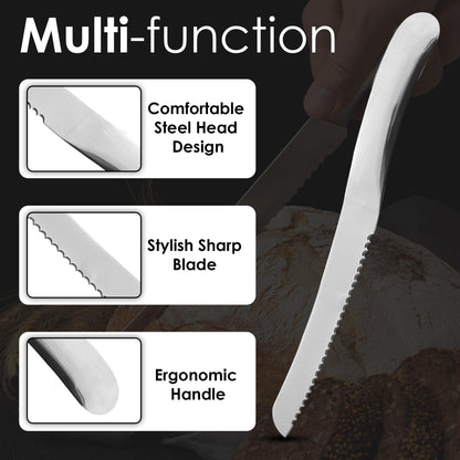 Stainless Steel Bread Knife – Serrated Knife for Homemade Bread, Sourdough & Baguettes | Precision Cutter for Even Slices