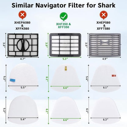 Anewise Vacuum Replacement Filter - HEPA & Pre-Felt for Shark Navigator Models | Fits ZU503AMZ, NV350-360