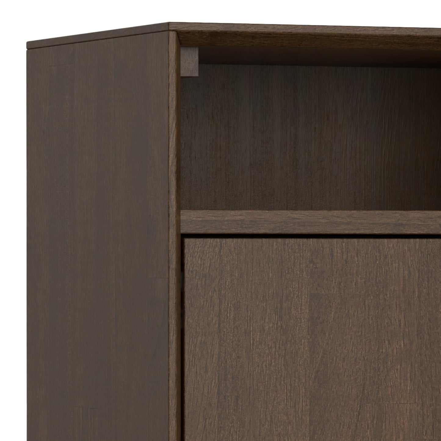 SIMPLIHOME Banting SOLID HARDWOOD 36 inch Wide Modern Industrial Entryway Storage Cabinet in Walnut Brown for the Living Room, Entryway and Family Room