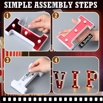 Aurelema VIP 6.3" Light up Letters Sign Party Decorations Battery Powered Marquee Lighted Sign LED Alphabet Letter Lights for Night Party Birthday Home Tabletop Decor Supplies