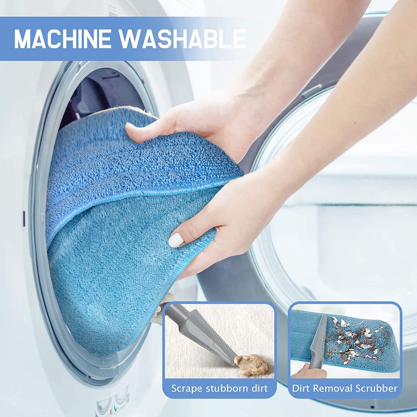 18" Professional Microfiber Mop Floor Cleaning mop, Flat Mop with Stainless Steel Handle,4 Reusable Washable Mop Pads and mop Pads Brush,Microfiber Mop for Hardwood (18" Microfiber Mop)