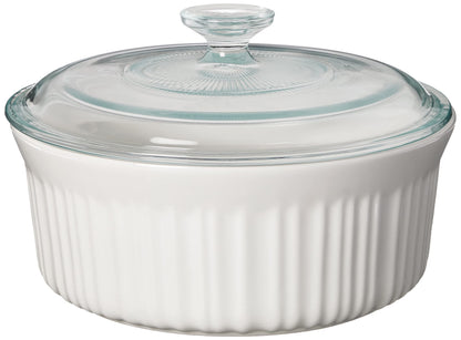 CorningWare French White 7-Pc Ceramic Bakeware Set with Lids Chip and Crack Resistant Stoneware Baking Dish, Microwave, Dishwasher, Oven, Freezer and Fridge Safe