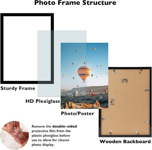 JCJMY Puzzles Frame - Black Wall Hanging for 15x21.25" Photos & Canvas | Shatter-Resistant Plexiglass