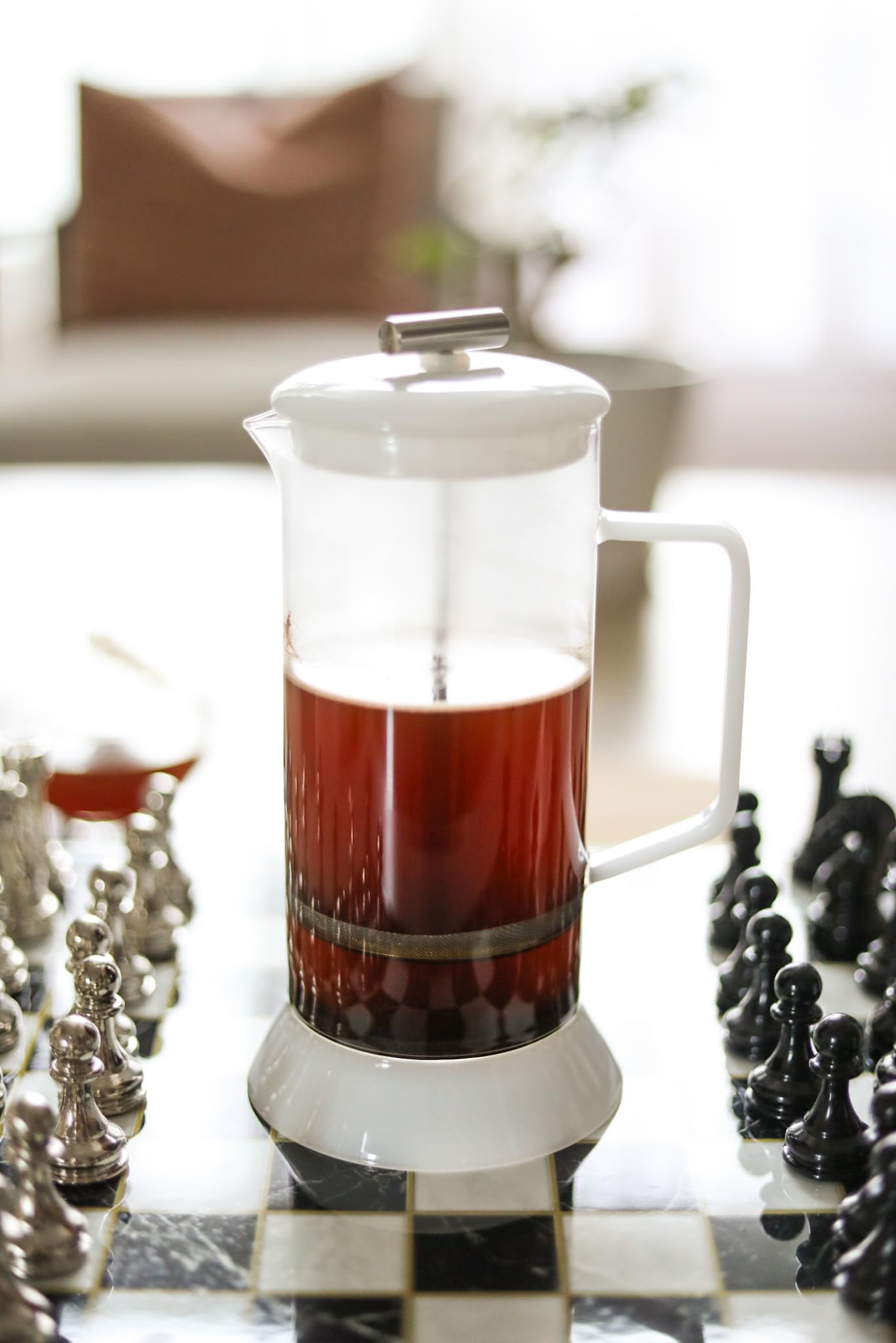 Teabloom Toulouse Borosilicate Glass Tea Press and Coffee Maker with No Plastic, 24-Ounce (700 mL) - Dusk Grey