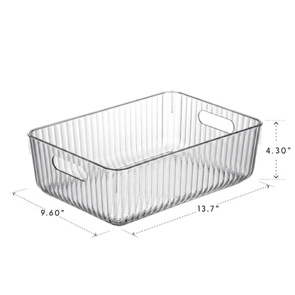 BINO | Plastic Storage Bins, Large | THE GATSBY COLLECTION | Clear Storage Bins for Organization | Pantry Organizers | Kitchen Organizer | Fridge & Freezer Organizer | Cabinet Plastic Containers