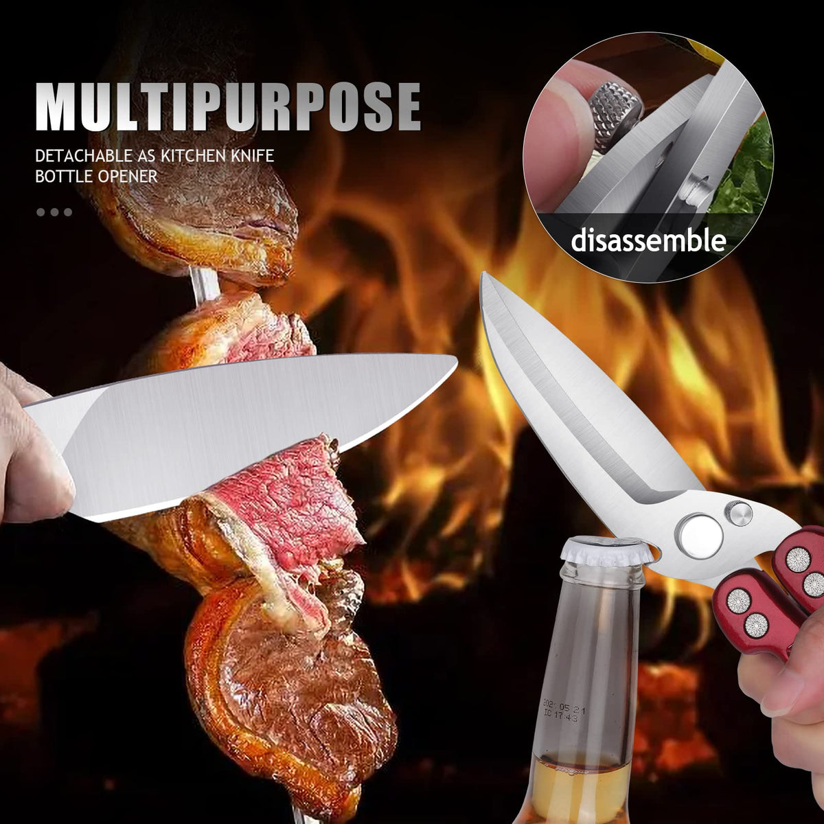 DRAGON RIOT Heavy Duty Poultry Shears - A Must Have Kitchen Shears for Chicken and Meat Cutting - Dishwasher Safe and Stainless Food Kitchen Scissors for Thanksgiving
