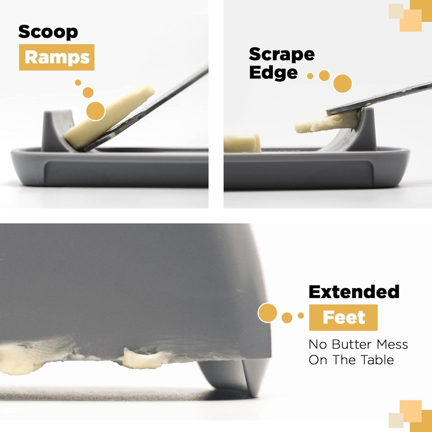 Clear Butter Dish with Lid, Easy Scoop Butter Keeper for Countertop, No Mess Lid, Dishwasher Safe