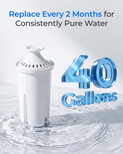 Waterdrop Replacement for Brita® Filters, Pitchers, Dispensers, NSF Certified Pitcher Water Filter, Brita® Classic OB03, Mavea® 107007, 35557, and More, Pack of 6