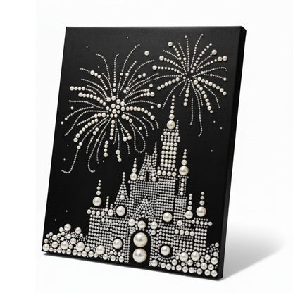 DIY Castle Pearl Painting Kit – Creative Handmade Christmas Tree Wall Art, Elegant Beaded Craft Gift for Girlfriend, Friends, and Holiday Home Decoration (White Building)