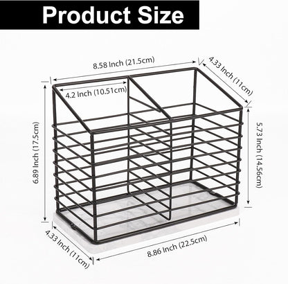 Utensil Holder for Kitchen Counter, Metal Utensil Holder Rack for Cooking Tools Storage, Sturdy Base, Drainage Hole for