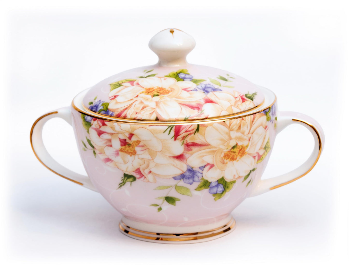 Parisian Spring Bloom Coffee & Tea Set Of 12 Pinkceramic,Floral,European,Elegant,Kitchen,gift box,gold,porcelain,Vintage,Dinnerware set,Plate set,salad plates,dishes,cups set,suger & milk pitcher