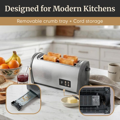 Elite Gourmet 4-Slice Digital Toaster - Touch Screen LED, Extra Wide 1.5” Slots, 6 Browning Levels, Stainless Steel