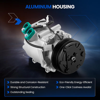 SYKRSS 77613 Air Conditioning A/C Compressor with Clutch Compatible with Acura EL 2001-2005 1.7L L4, Compatible with Honda Civic 2002-2005 1.7L L4