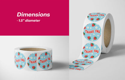 Package Mint 1.5" Round Cute Thank You Stickers - 500 Count Thank You for Supporting My Small Business Stickers - Waterproof and Self-Adhesive Seals for Boxes, Gift Bags, Envelopes - Strawberry