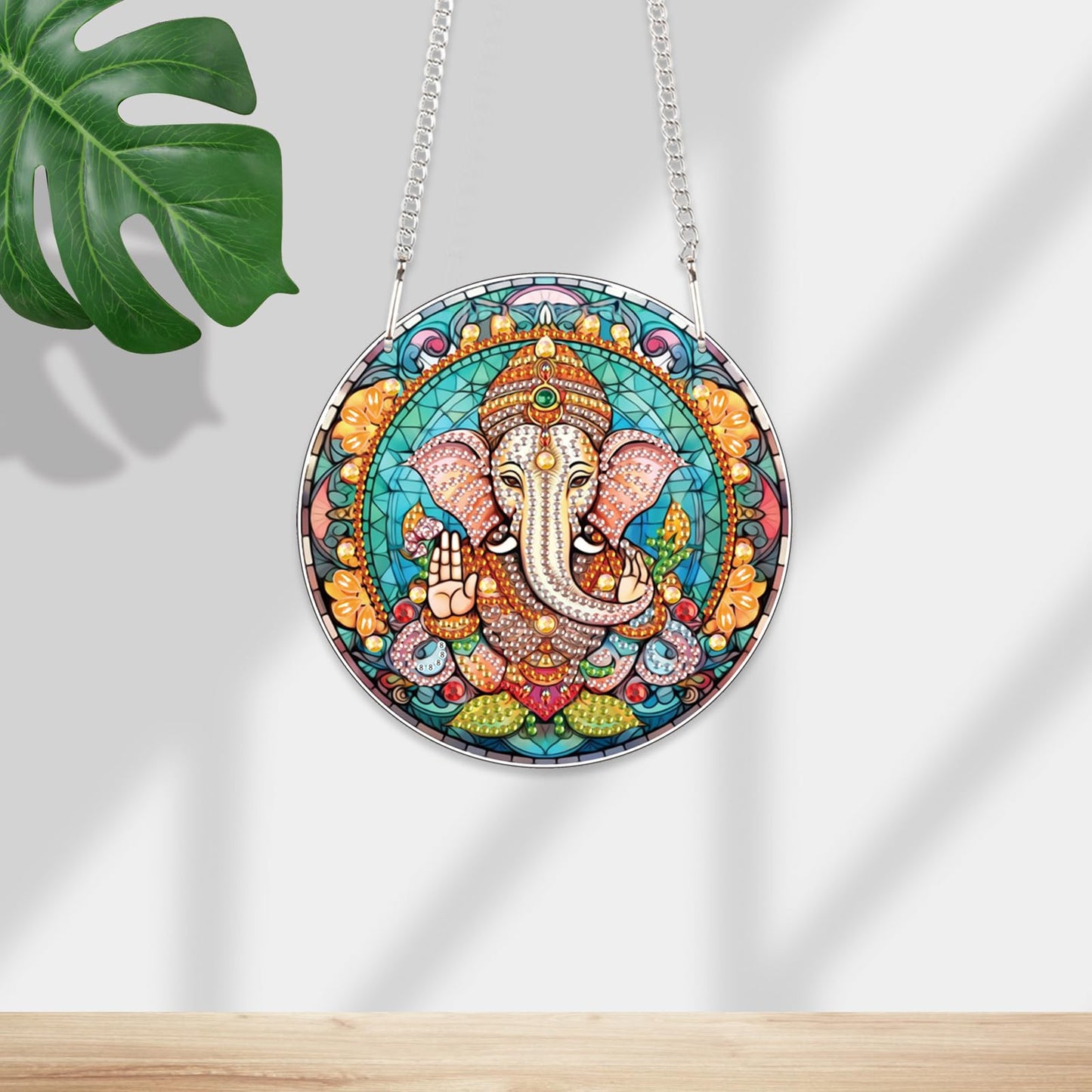 JISHSHAY Hindu Ganesha Diamond Art Hanging Elephant Diamond Painting Sun Catchers Gem Art Table Wind Chimes Gem Painting Hanging Pendant Mosaic Kits for Adults Windchimes, with Special Shaped Drills