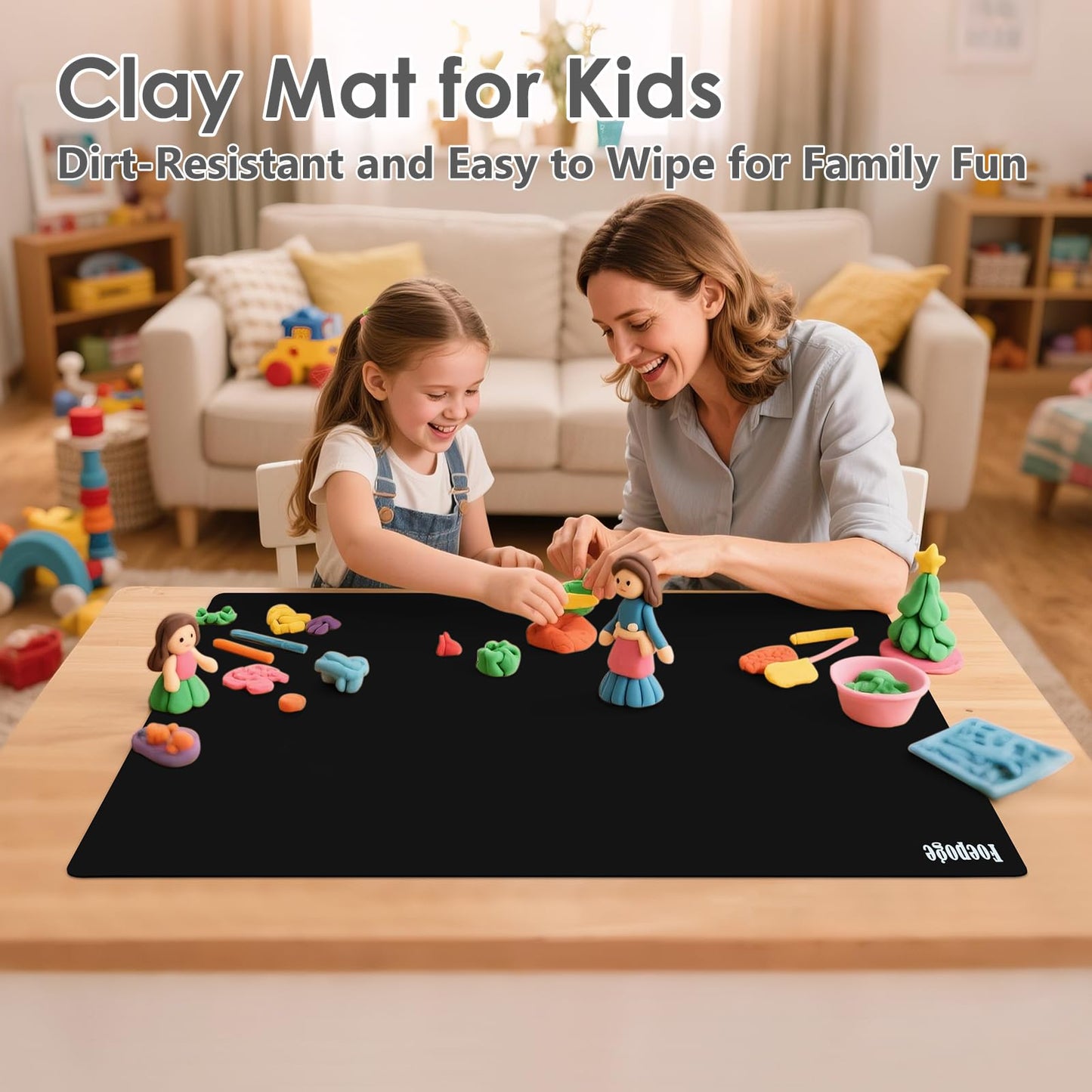 36.2" x 24" Extra Large Silicone Mat for Epoxy Resin, Nonstick Silicon Mats for Crafts Jewelry Casting, Non-Slip Kitchen Table Placemats for Countertop Protector Heat Resistant by Foepoge, Black