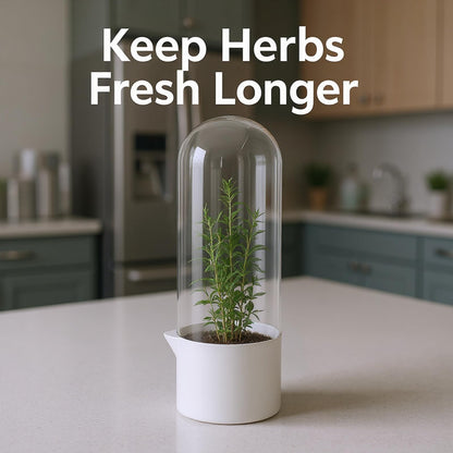 NIMBLOOM 3 Pcs Herb Keeper for Refrigerator, Large Fresh Herb Keeper with Independent Water Refill Port, 10.2 in Tall Herb Saver Container