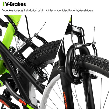 HH HILAND Full Suspension Mens Mountain Bike, 18 Speed, 26 Inch Wheel, Dual V Brake Bike for Men Womens Adult Bicycle
