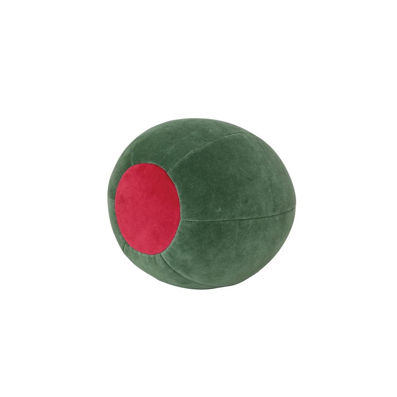 Creative Co-Op Cotton Velvet Olive Shaped Pillow, Green and Red