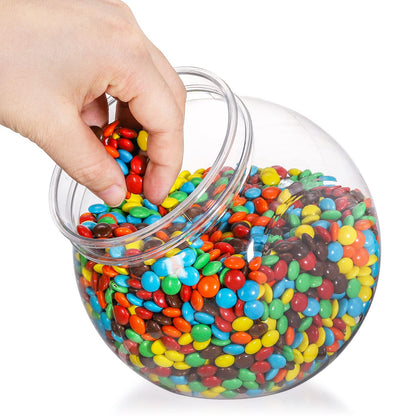 TOPZEA 3 Pack Plastic Candy Jars with Lid, 46 Oz Clear Cookies Candies Container Sweet Treat Jar, Wide Mouth Opening Kitchen Countertop Storage Jar for Candy Buffet, Jelly Bean, Cookie, Cereal, Snack
