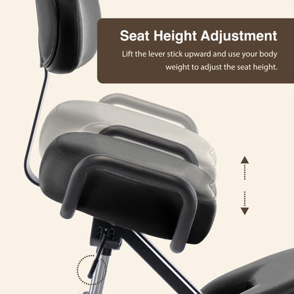 DR.LOMILOMI Ergonomic Kneeling Chair with Backrest, Improve Posture, Thick Cushions, Locking Wheels for Home & Office, AKONI 512B (Black)
