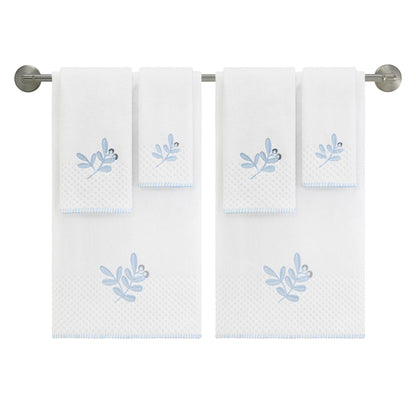 Izod - Fingertip Towels, Soft & Absorbent Embroidered Cotton with Textured Terry Weave, Evergreen Bathroom Decor (Kingsley Collection, 2-Pack)