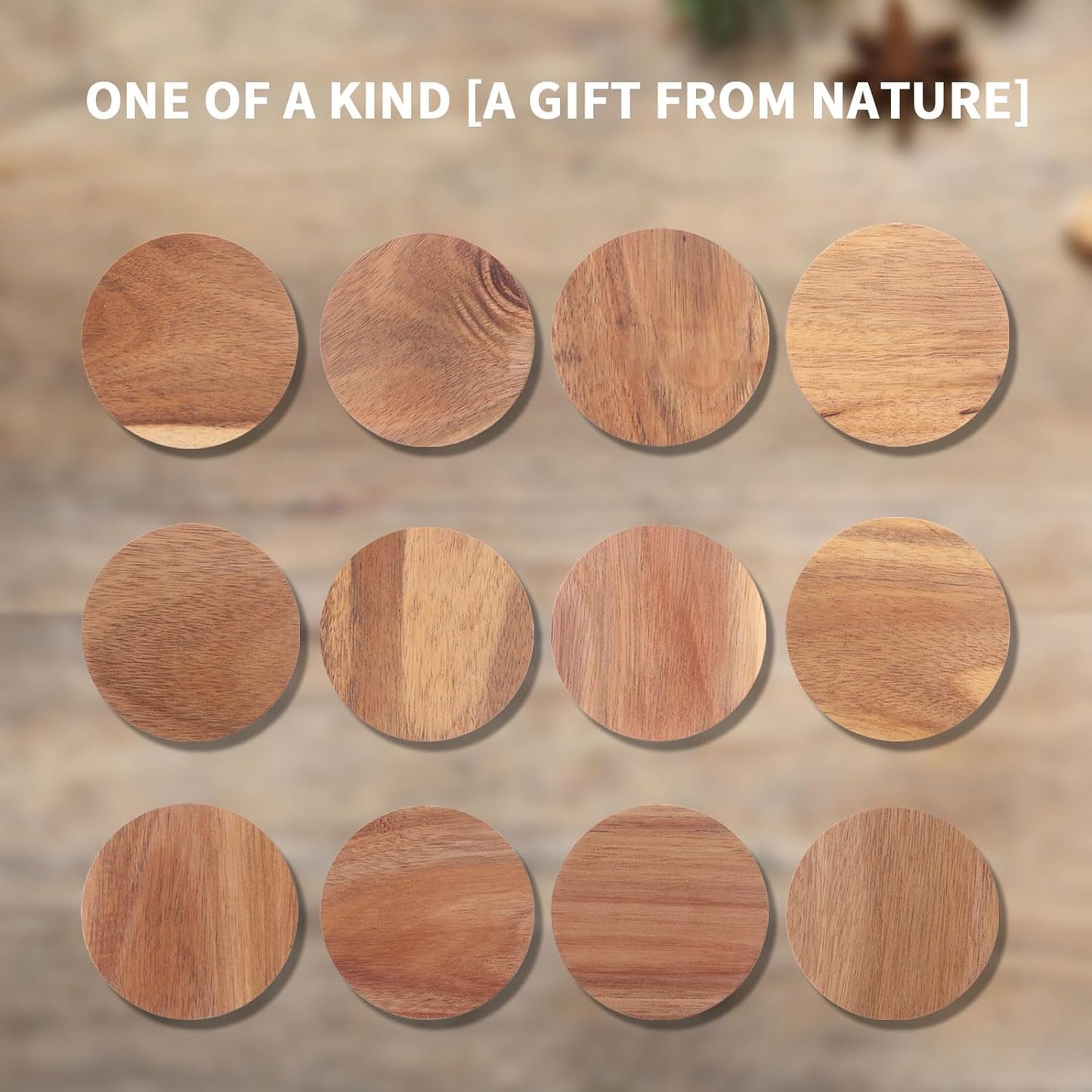 12 Pack 5 Oz Oui Yogurt Jar Lids | Natural Wooden Lids for Oui Yogurt Jars with Silicone Sealing Rings | Lids Only |