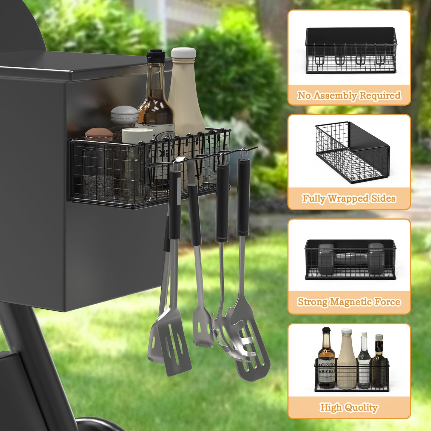 Sirozi 2 Pack of Magnetic Storage Bin for Traeger Grills, Suit for Traeger Ironwood 885, Pro Series 34, Pro Series 22, Pro D2 575, Pro 780, Ironwood 650, Z-Grills, Pit boss