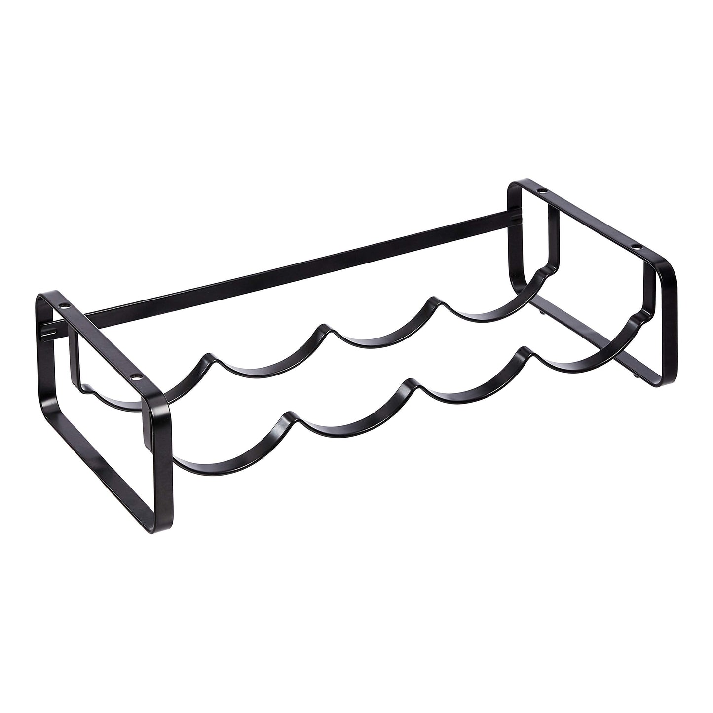 Amazon Basics Tabletop Stackable 4-Bottle Metal Wine Rack, Wine Storage, Space Saving, No Assembly Required, 3.74"D x 15.75"W x 7.87"H, Black