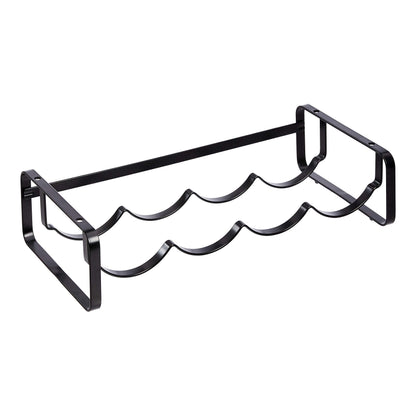 Amazon Basics Tabletop Stackable 4-Bottle Metal Wine Rack, Wine Storage, Space Saving, No Assembly Required, 3.74"D x 15.75"W x 7.87"H, Black