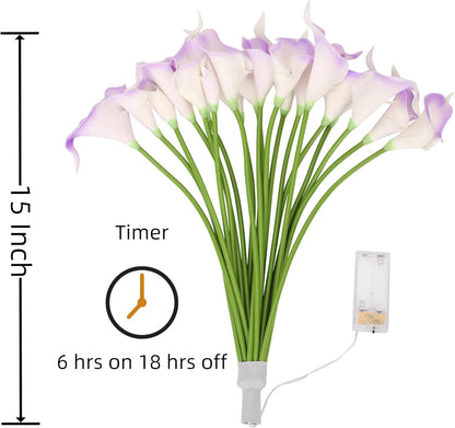 20pcs Lighted Artificial Calla Lily Bouquet Faux Floarl Night Light Real Touch Flower Night Light LED Calla Lily