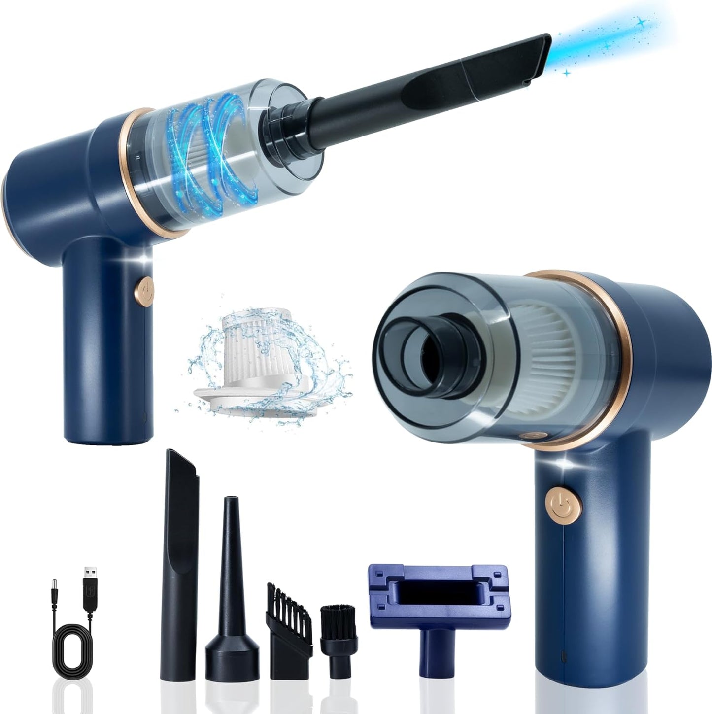 ELI Productions Handheld Vacuum Cordless, 120W Multi-Nozzles Pet Vacuum Cleaner with LED Light