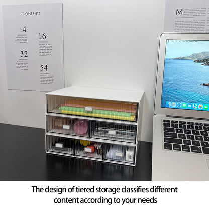 JIAFUJIN Desk Drawer Organizer, Stackable Office Supplies Storage Drawer, Plastic Desk Organizer For Stationery (Blue, 1 Compartment)