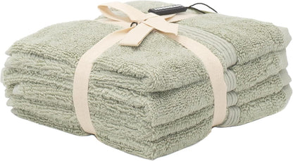 Set 12 13X13 700 Mosobam Luxury Turkish Towels of Washcloths Seagrass Green GSM Bamboo Viscose & Aegean Turkish Combed