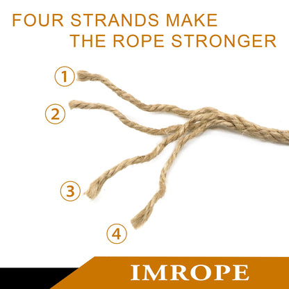 IMROPE 4mm x 300 Feet Natural Jute Rope, Twine for Gardening Tomato Climbing Plant Tie Floristry Crafts Gift Wrapping Packing Decor