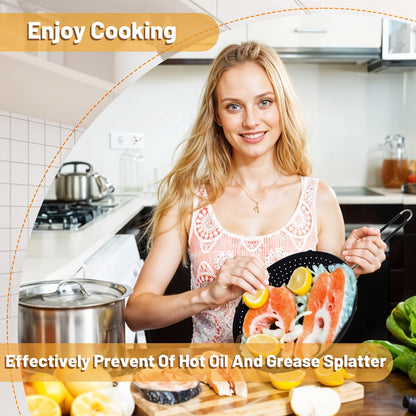 3 Pcs Silicone Splatter Screen for Frying Pan Grease Oil Splatter Collapsible Splash Guard Heat Resistant Multi Use for Baking and Cooking(Black)