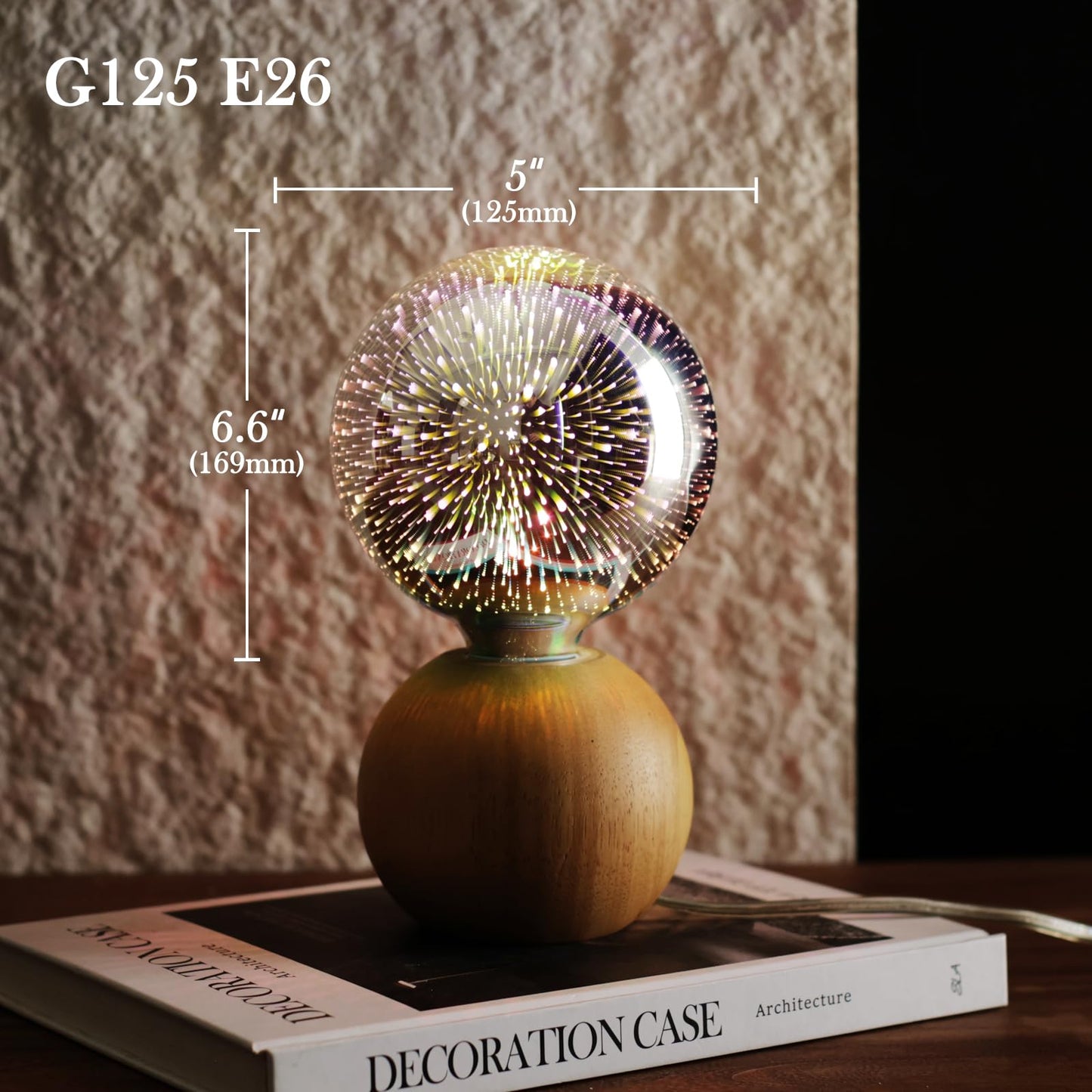 Porseme 3D Fireworks Decorative Light Bulb, E26 Base, 7W, AC100-240V, Glass Bulbs with Soft Warm Light, Shiny Decor for Home, Bedroom, Party (Included 1 G125 Bulb)