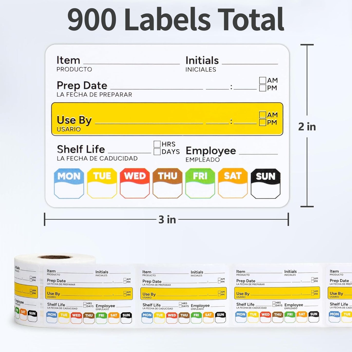 Restaurant Quality Shelf Life Food Rotation Labels Vinyl, 2” x 3” Self-Adhesive Removable Freezer Food Labels, Perfect for Reusable Containers, Easy to Remove, Food Safety Date Sticker (3 PCS)