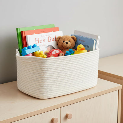 15"x10"x9" Closet, R RUNKA Cotton Rope Storage Basket Fabric Storage Bins for Organizing Clothes,Toys,Blankets Durable